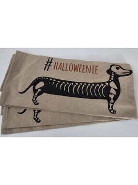 Ritz Cotton Dish Towels #Halloweenie Weiner Dog Skeleton Halloween Set of 2 New